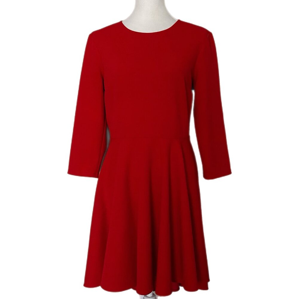Express Women's Red Long Sleeve Hi Low Fit and Flare Dress Size Large  94% Polye